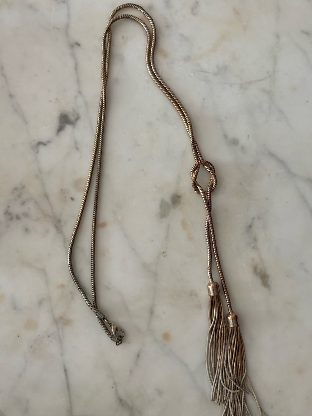 Gold Tassel Lariat Necklace - Unbranded